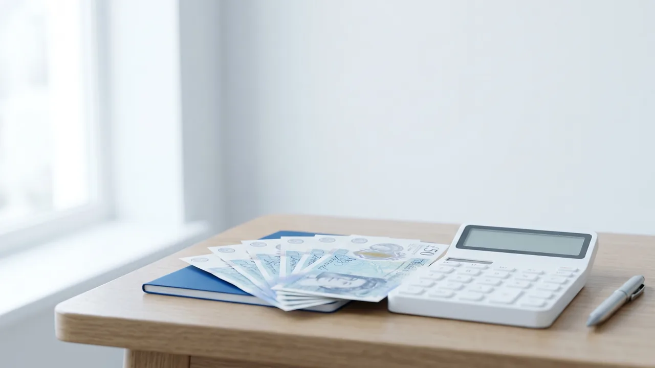 British pound notes fanned out beside a calculator — gastric sleeve cost comparison for Turkey
